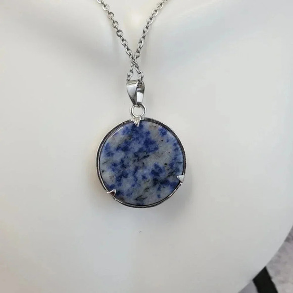 Sodalite Sun and Moon Pendant Necklace - Picture 10 of 10